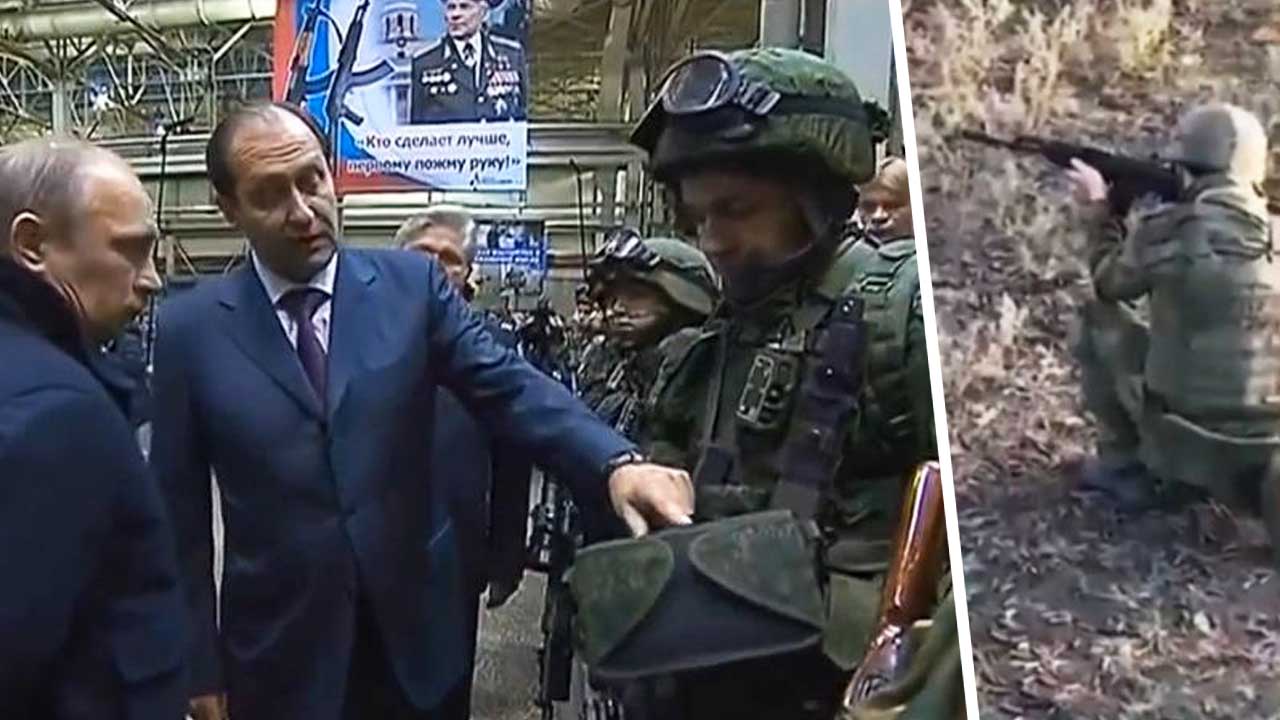 На видео из 2014-го Путину показывают уникальную экипировку ВС РФ. На ТВ в 2022-м — форма «как из ЖКХ»