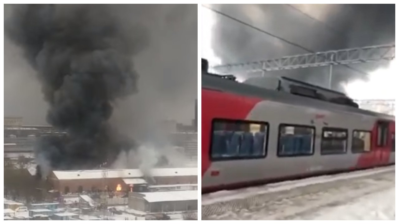 На Комсомольской площади произошёл сильный пожар. На видео — густые клубы дыма, огонь и звуки сирены