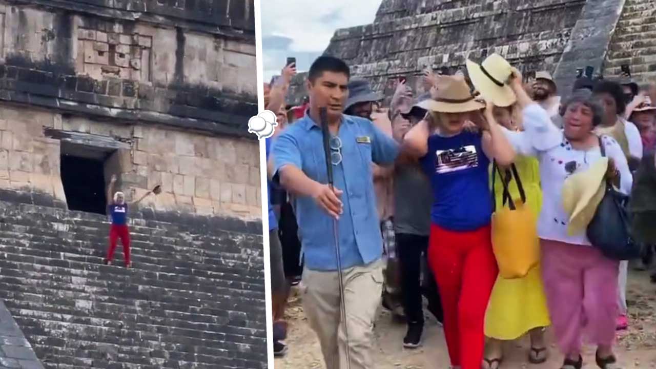 Туристку, которая взобралась на пирамиду в Чичен-Ице, на видео толпа забросала бутылками и освистала