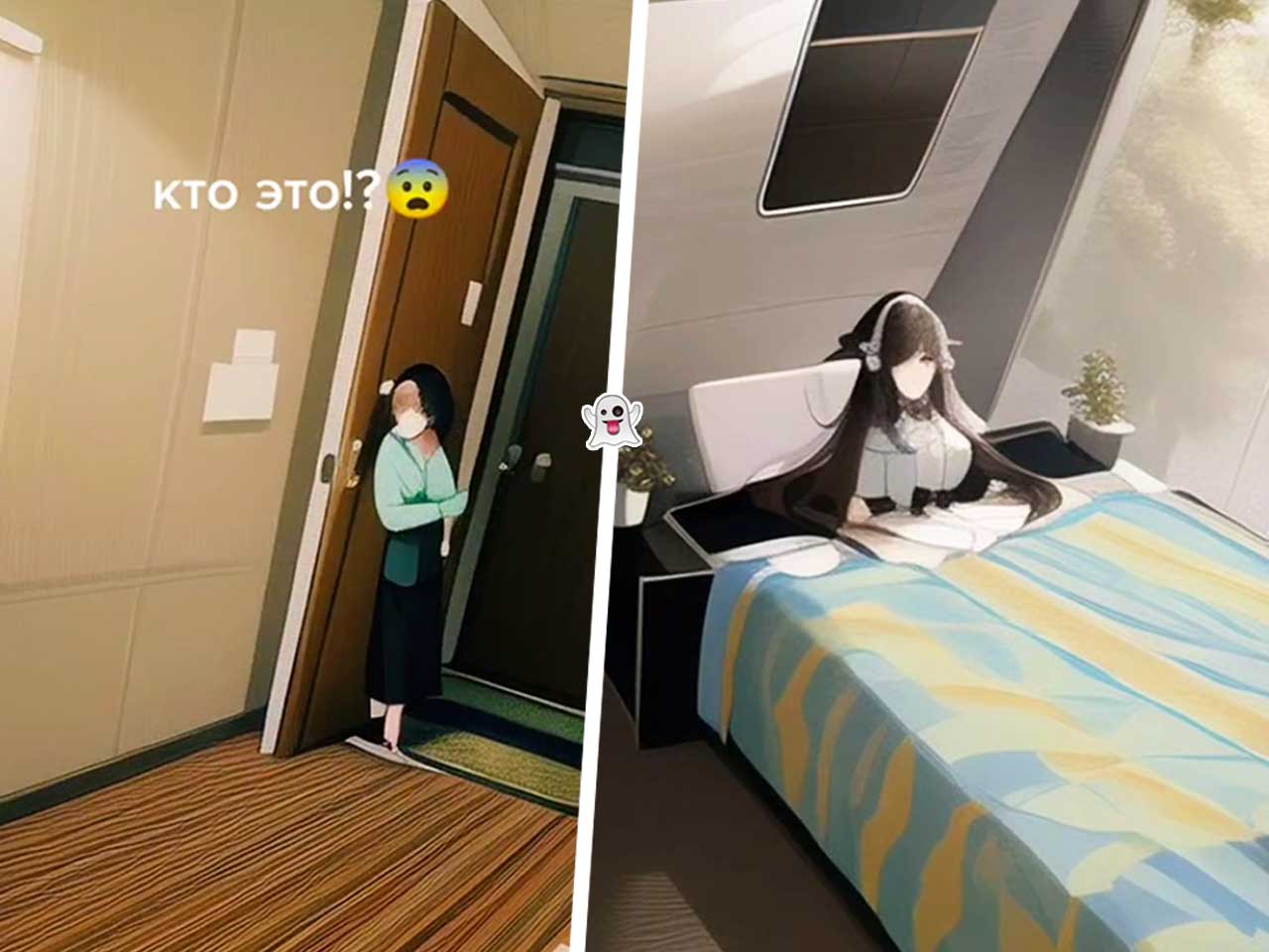 В тиктоке с помощью нейросети AI Manga ищут призраков в квартирах на видео