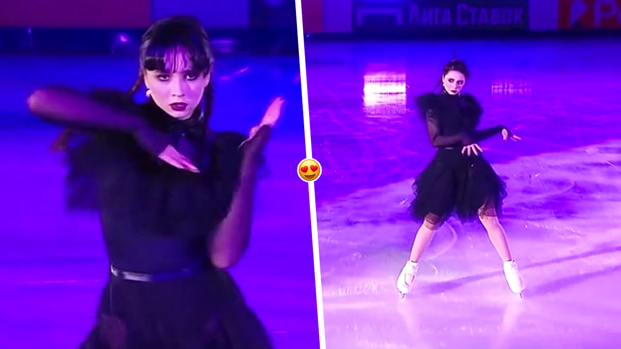 Танец Уэнсдей на льду от Камилы Валиевой очаровал зрителей. Под видео зовут Ортегу заценить номер