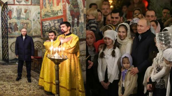 В рунете сравнили фото Путина на Рождество в 2019 и 2023 годах. От толпы прихожан до гордого одиночества