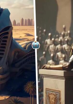 Нейросеть показала Древний Египет будущего. На видео — пейзажи как в «Дюне» и футуристические сфинксы