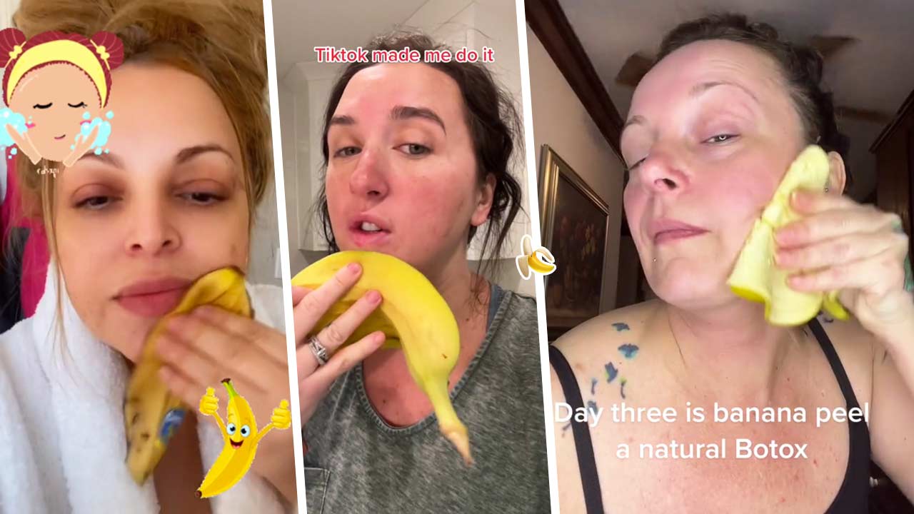 Порно видео девушка играет с бананом