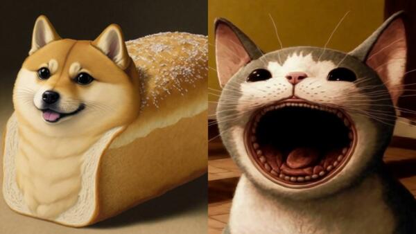 Нейросеть Midjourney показала животных из мемов. Чимс стал буханкой хлеба, а Pop Cat – зубастым монстром