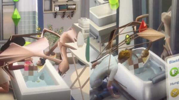 The Sims 4 «Жизненный путь» превращает младенцев в жутких монстров. Ребёнок раскрывает крылья в ванне
