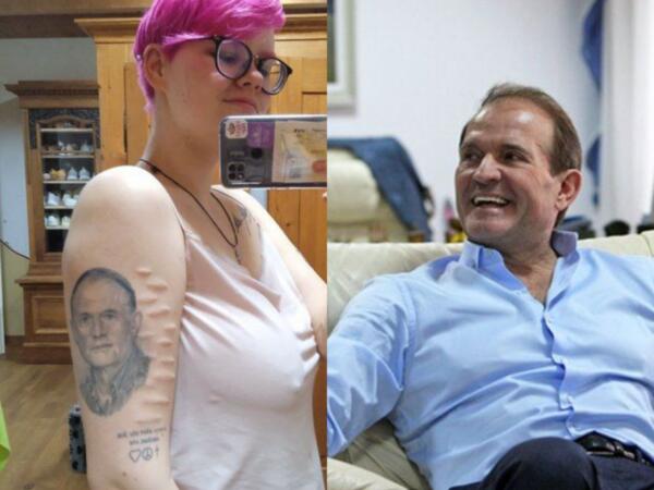Фанатка Виктора Медведчука набила его портрет на плече. В блоге называет кума Путина "Витенькой"
