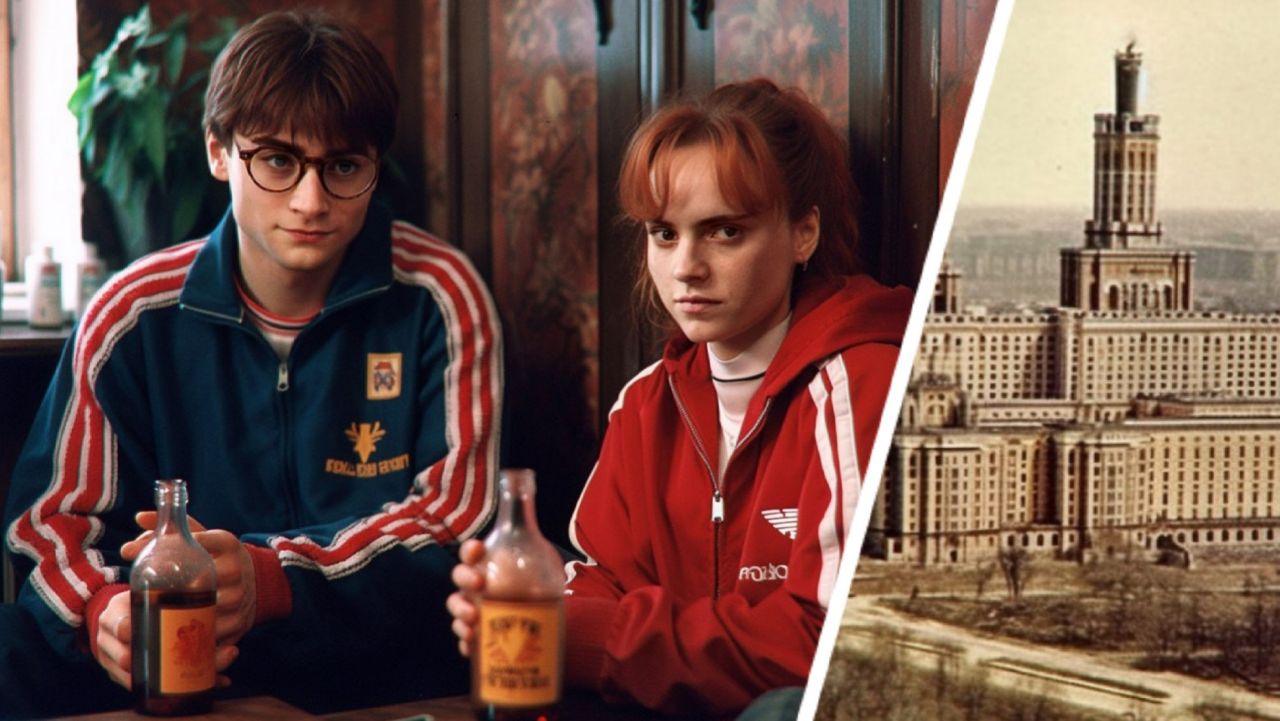 Герои «Гарри Поттера» попали в криминальную Россию 90-х. На картинках — маги в трёх полосках Adidas