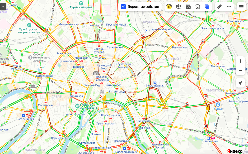 Карта москвы с пробками на дорогах онлайн бесплатно