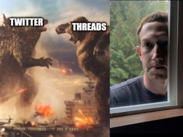 Интернет захватили мемы про Threads. В них Марк Цукерберг дежурит под окнами Twitter, перенимая идеи