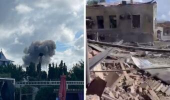 Что известно о взрыве в Таганроге. На фото — завалы, дым, арматура и воронка у кафе «Чехов сад»
