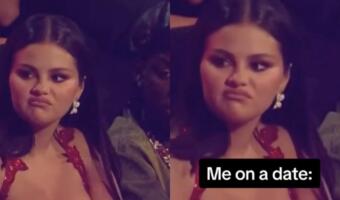 Селена Гомес сморщила лицо на MTV VMA и стала мемом. На видео она реагирует на номинацию Криса Брауна