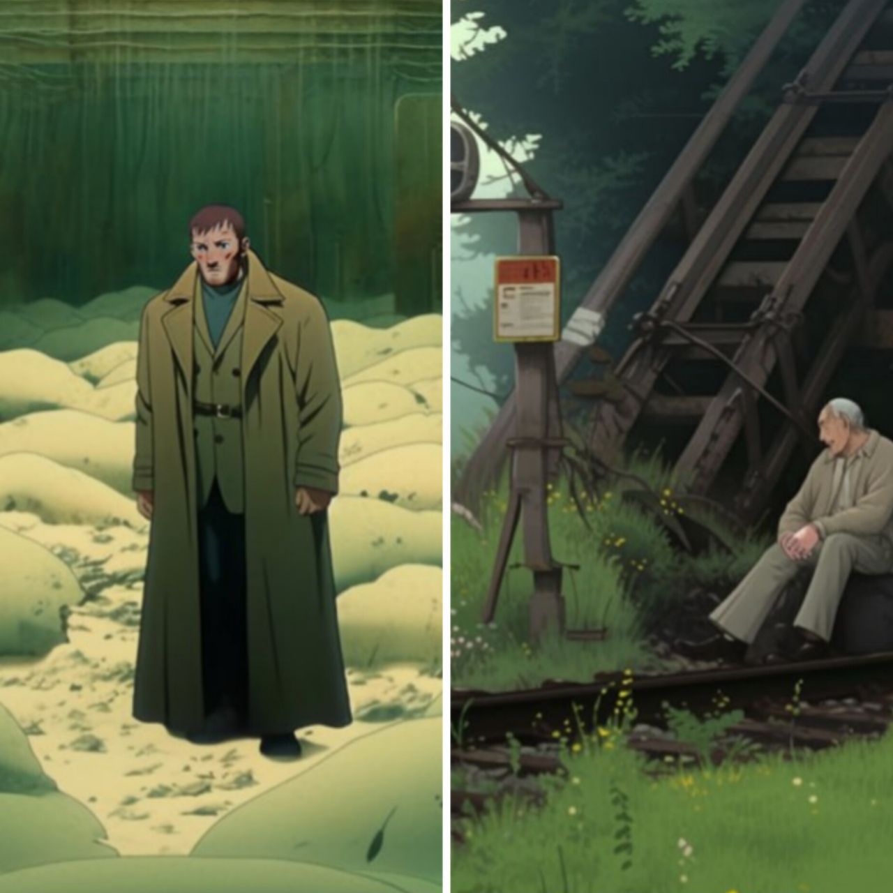 Нейросеть нарисовала Сталкера Тарковского в стиле аниме и пейзажей Ghibli