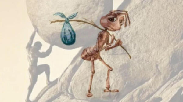 Что за мем с грустным муравьём с мешком.