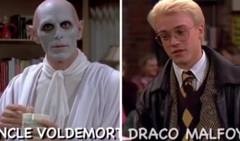 Как выглядит «Гарри Поттер» в ситкоме 90-х. Волан-де-Морт — смешной дядюшка, а Драко — копия Брэда Питта