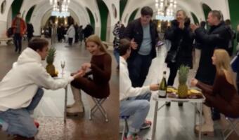 В Москве задержали парня за предложение девушке в метро «ВДНХ». На видео – счастливая невеста до суда