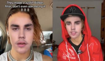 Фильтр Justin Bieber Face превращает тиктокеров в копии певца. Маску опробовал и Джастин Бибер