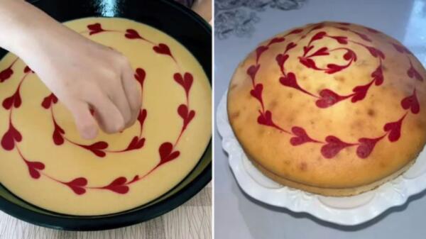 Как сделать трендовый пирог с сердечками. Девушки украшают кексы с помощью варенья и зубочисток