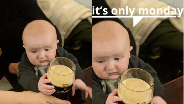 Младенец с кружкой Guinness – новый мем о тяжести бытия. В шутках ребёнок тоскует в понедельник